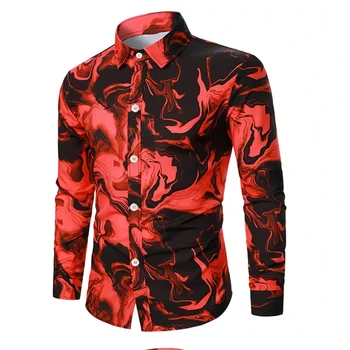 Модерна луксозна висококачествена мъжка тениска за ежедневно ходене с белезници и дълги ръкави от червена, лилава, четырехслойной еластична тъкан 2024
