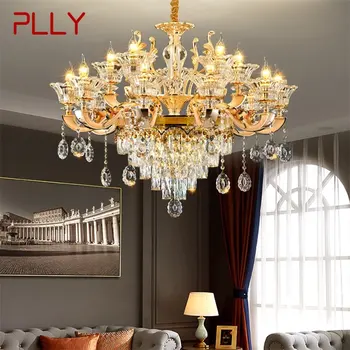 Модерни полилеи PLLY, Златна луксозен кристален led свещ, окачена лампа за дома, всекидневна, спални, хотелски тела