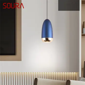 Модерни сини led осветителни тела висящи SOURA Лекота креативен дизайн Нощна таванна полилей за домашна бар в спалнята