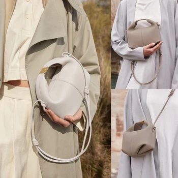 Модна луксозна марка чанта във формата на кнедли от телешка кожа с прости букви, чанти-тоут за жени, чанти през рамо с голям капацитет