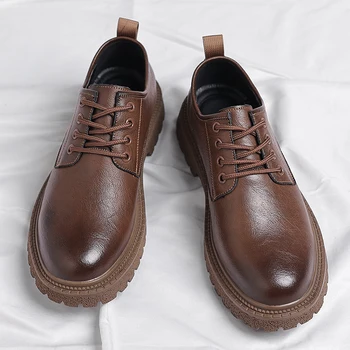 Модната марка обувки с големи пръсти, Градинска работно облекло Обувки, Мъжки обувки от естествена кожа Британската ежедневни обувки, Мъжки костюми, Обувки