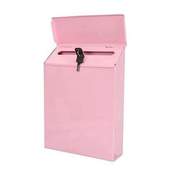 Монтиране на пощенска кутия Стенен коллекционный кутия Селска пощенска кутия с ключ, Подходящи за домашния офис, Розов