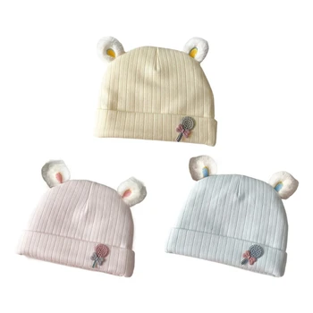 Мультяшная памучен шапчица Сгъваема детска шапка със защитата на ушите за новородени е Мек и топъл зимен аксесоар за момчета и момичета