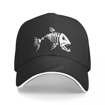 Мъжка бейзболна шапка за риболов на открито, шапка с принтом рыбьих кости, модната марка, шапка за любителите на риболова, Регулируеми шапки възстановяване на предишното положение