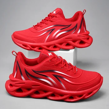 Мъжки спортни обувки с принтом пламък, спортни обувки, удобни маратонки, градинска дишаща мъжки спортни обувки