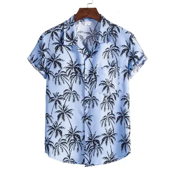 Мъжки хавайска риза с къс ръкав Camisa Masculina 2022 Модерен мъжки ризи с цветен модел, Плажна Хавайска риза, мъжки дрехи, за празнични партита