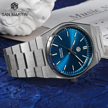 Мъжки часовник San Martin 40 мм Miyota Classic 9015 Luxury Dress Автоматични Механични часовници с быстросъемным wsop гривна от неръждаема стомана