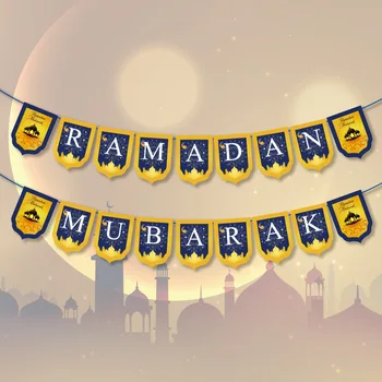 Набор от рекламни банери Happy EID Ramadan Mubarak Знамена с риба опашка За самостоятелно приготвяне Аксесоари за партита в Рамадан Дамски И мъжки Инструменти за декор партита