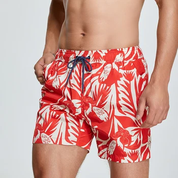 Най-новите мъжки плажни панталони с принтом Parrot Board Shorts Мъжки Бързосъхнеща плажни дрехи, Мъжки бански с принтом Листа M XXL За Кратко сърфиране