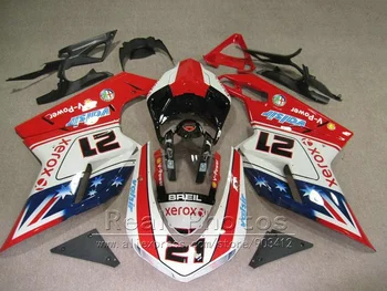 Най-продавания комплект обтекателей за Ducati 848 1098 и 1198 07 08 09 10 11 тъмно синьо-бяло-червено комплект обтекателей 848 1198 2007-2011 HZ38