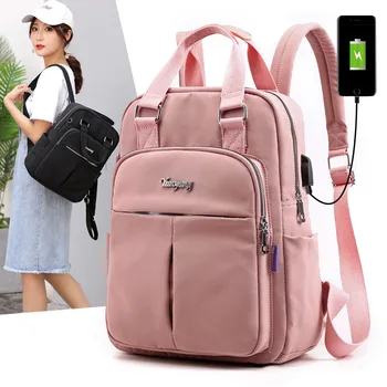 Нов случайни раница, Дамска чанта с USB батерията е Преносима компютърна чанта за пътуване до работа с Голям капацитет Раница за пътуване в стил колеж