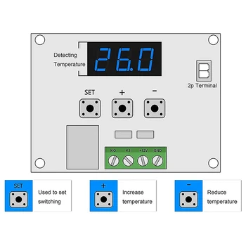 Нова такса на дигитален регулатор на температурата 2X W1209 DC 12V -Електронен превключвател модул за управление на температурата 50-110 °C (1 опаковка)