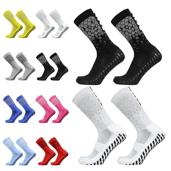 Нови спортни дишащи футболни чорапи-модел на пчелните сот мъжки женски футболни чорапи със силиконови неплъзгащи дръжка arrow