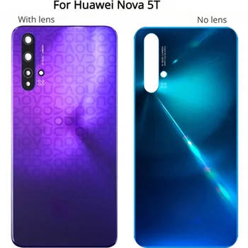 Новост За Huawei Nova 5T Задната част на Кутията на Батерията Задната Врата 3D Стъклен Панел Стъкло Корпус Nova5T Помещение Стъклен Обектив Залепваща Замяна
