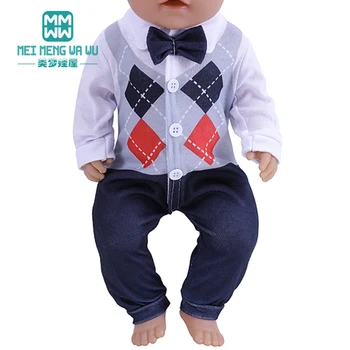 Облекло за кукли, модерен едно парче гащеризон, яке, деним костюм, размер 17 см 43 см, играчки, аксесоари за бебета кукли, подарък за момичета