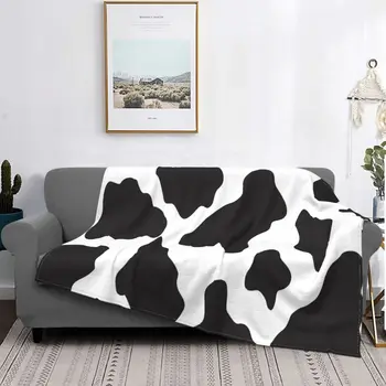 Одеяла, за ферма на ферма с принтом кравите и на животните, пухкави новост от естествена кожа от едър рогат добитък, топли наметала за спално бельо, летни завивки за хол