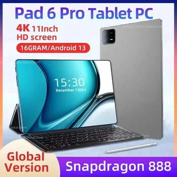 Оригиналната Глобалната версия 2024 HD, 4K Pad 6 Pro Таблет Snapdragon 888 16 GB + 512 GB Android 13,0 Tablet PC 5G с две SIM-карти или Wi-Fi Mi