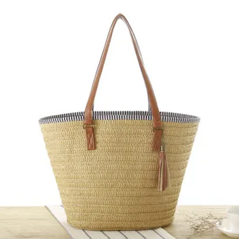 Открийте проста наплечная тайландска версия на ръчно изработени чанти, модерна чанта с пискюли, плажни чанти