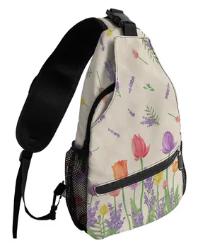 Отличителни чанти с растение Лале и лавандула за жени, мъжки водоустойчива чанта-незабавни посланици, дамски пътна спортна чанта през рамо с едно рамо
