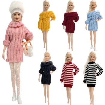 Палто в смесен стил, пола, от чист памук, модерен пуловер, зимата рокля, модерна чанта, Шапка, обувки, дрехи за Барби кукли, Аксесоари, играчки, JJ