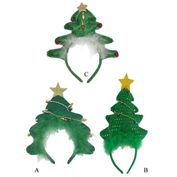 Перо Пайети Дърво лента за глава Плюшен Коледно Дърво, кордела За Коледно Дърво Обръч За Коса T8NB
