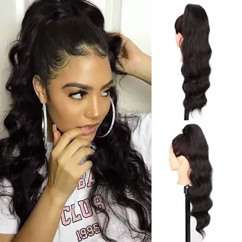 Перуки Xuchang - Европейски и американски дълга къдрава перуки за жени, косата drtring във формата на конска опашка, химически влакна голяма вълна