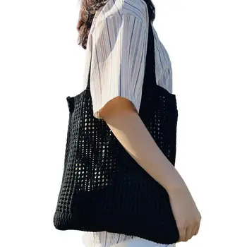 Плажна чанта-тоут, голяма вязаная чанта през рамо за плаж, Обикновена красиви чанти от хралупата дизайн, вещи от първа необходимост за ежедневното съхранение
