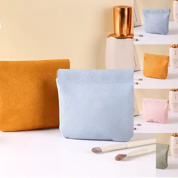 Плътен цвят ПУ ресори чанта ПУ текстура косметичка самозакрывающиеся чанта за съхранение в чантата си малки предмети дамски Чанти