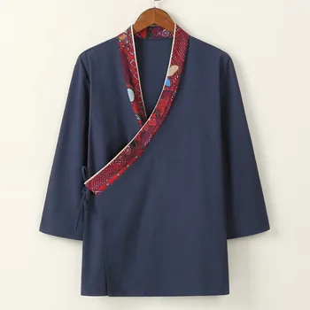 Плюс Размер Мъжко Кимоно с Жилетка на Традиционния мъжки дрехи Самурай Юката Ежедневни якета-кимоно Harajuku Градинска облекло Haori
