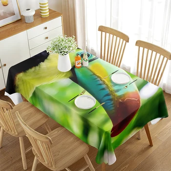 Правоъгълна покривка с тропически птици Тукан, покривка за маса, моющееся покритие на масата, покривката в хавайски стил за вашия интериор на кухня и партита