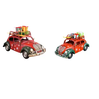 Празнична Украса Червена Кола, Модела на Автомобила с Метални Камиони, Украса за Фермерска къща за Семейства, Плот, Деца, Коледа, Къща