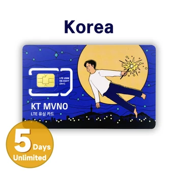 Предплатена SIM-карта за Korea Unlimited 5/6 / 7Days 4G LTETravel с възможност за многократно повторно използване и поддръжка на онлайн попълване (без съобщения и обаждания)