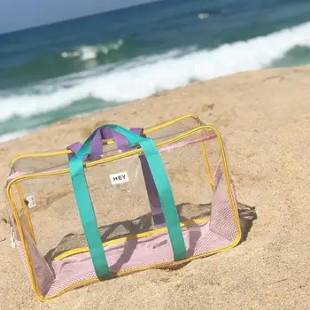 Прозрачни чанти за басейни от PVC, дамски летни чанти през рамо с голям капацитет, пластмасова плажна чанта, водоустойчив дамска чанта с цип