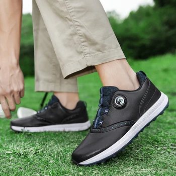 Професионални обувки за голф, за мъже, нескользящая спортни обувки за мъже, голям размер на 47, Дизайнерски кожени обувки за голф, мъжки обувки за ходене