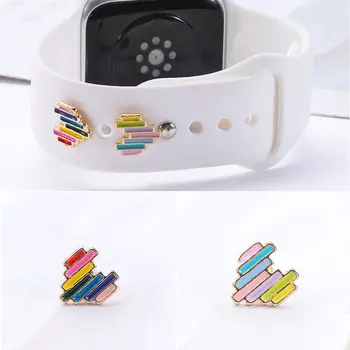 Пръстен с розови сърце за каишка за Apple Watch, силикон каишка за часовник, глобус, декоративни пирони за спортна каишка Iwatch, аксесоари за ремъците