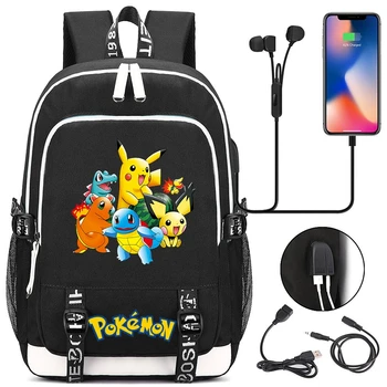 Раница с аниме Пикачу, cartoony Pokemon, момчета-тийнейджъри, училищен раница, Ученическа чанта, мъжки пътни чанти Mochilas Usb за почивка