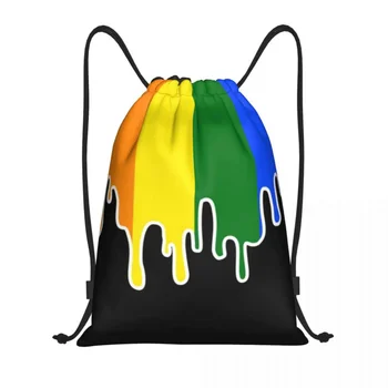 Раница с капково шнурком с флага на гей-прайда, Женски Мъжки раница за фитнес, Преносима Дъгова ЛГБТ-чанта за пазаруване.