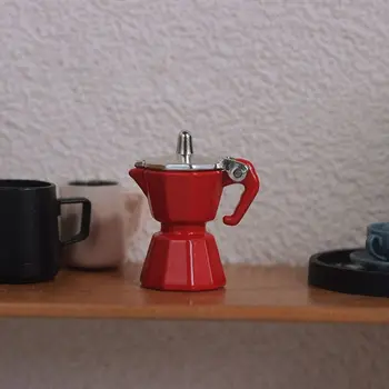 Реалистични миниатюрни кафе машина, играчка за красивия модел от сплав, аксесоари за куклата къща, мини-кана за кафе