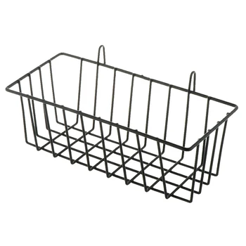 Решетчатая кошница за съхранение, над шкафа, метален жично шкаф, 23x10x8 см, черен / бял