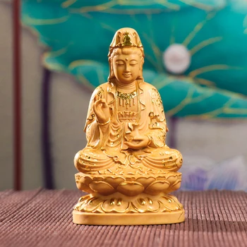 Седнала чемшир бутилка синьо цвете лотос пръст на Буда Авалокитешвары всекидневна, която предлага сигурно украса на колата начало декор
