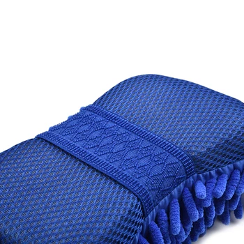 Синельная гъба за миене на автомобили от шенилна от микрофибър син цвят, добре впитывающая влагата и мека, без драскотини и резба, идеална за автомобили, подови настилки и много други.