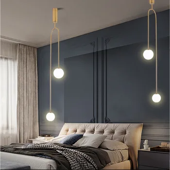 Скандинавска спалня, led подвесная лампа, нощни ресторант, бар, проста всекидневна, стенни полилей, Творчески окачен лампа