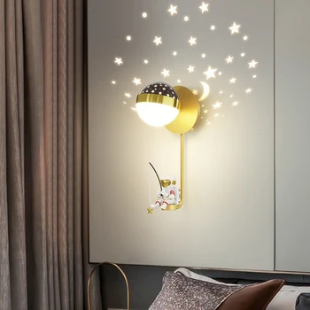 Скандинавски монтиран на стената лампа със звездното небе, творчески лампи за декорация на стените на детската стая, началната дневна, проход, кабинет, фон, окачена на стената