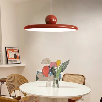 Скандинавски средновековен окачен лампа с червен летенето диск, Френски ресторант, Дания, Ретро-полилеи, led реколта Дългата кухненска лампа