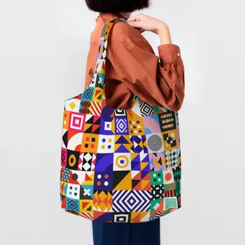 Сладък принт Баухаус Color Block Геометрична линия, модерни чанти-тоут, трайни Холщовые чанти-шопперы, минималистичные чанти-шопперы