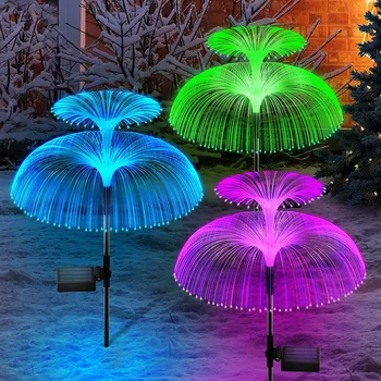 Слънчеви led светлини във формата на медузи на открито, декорация за градина, осветление за тревата, 7 цветови промени, Водоустойчив Декор за пешеходна пътека във вътрешния двор, лампа със слънчеви цветя