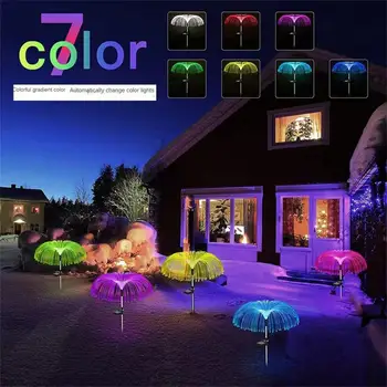 Слънчевите оптични светлини във формата на медузи в открито Водоустойчив, 7 цвята, променящи цвета, Венец слънчевата фея, Лампа за украса на слънчева градина