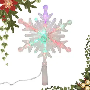 Снежинка Коледно Дърво Topper Нажежен Коледа Орнамент лека нощ Проектор Празнична Коледна украса