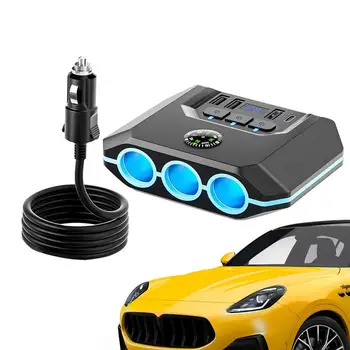 Сплитер зарядно устройство 120 W, 12/24 В, зарядно за кола е с 3-ма и 4-ма честота устройства, светодиоден индикатор на напрежение, ключове за включване/изключване на автомобилни аксесоари, Qc