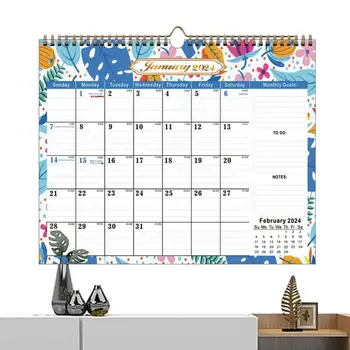 Стенни Календари в 2024 година Месечен Календар От януари до декември 2024 г. Годишен Планер Календари в 2024 година Стенен Планер 12x17 см 12 Месечни